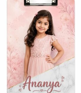 Deep Print Mart Customized Exam Pad Clipboard with Photo, Name & Logo | Lightweight Plastic Pad | Custom Clipboard for Kids Students School,Collge & Office (Design 3)